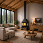 Poêle à bois avec cheminée 3 vitres C-203 K, 14kW – Image 2