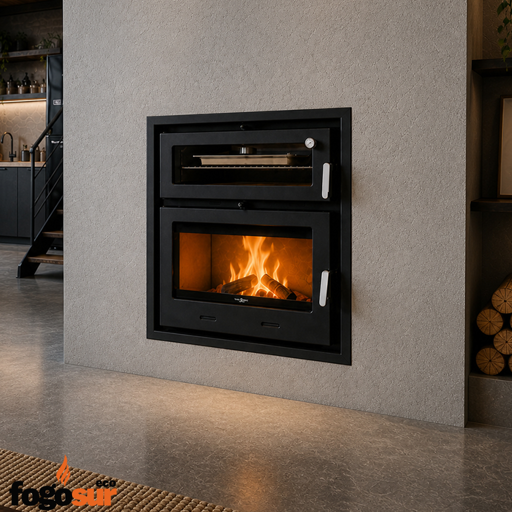 Home Cheminee a bois avec four CORAL 90, 9,6kW – Image 1