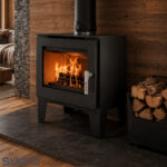 Poêle à bois en acier - horizontal - étanche - 6,1kW  - Turbine en option CLAUD,6,1kW