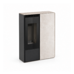 Poêle à bois DORY FRONTALE S - SORTIE FUMEES POSTERIEURE - PROFIL BLANC CREME - FACADE ACIER NOIR, 9,1 kW – Image 4